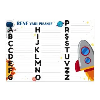 Piši briši abeceda Vesolje