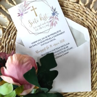 Vabilo za sveti krst lila zlata