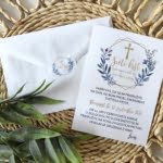 Krstna vabila - modra in zlata in kuverta z nalepko