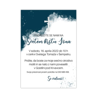 Vabilo za sveti krst modra in srebrna