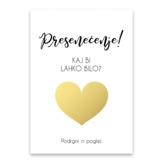 Kartica s skritim sporočilom – zlato srce