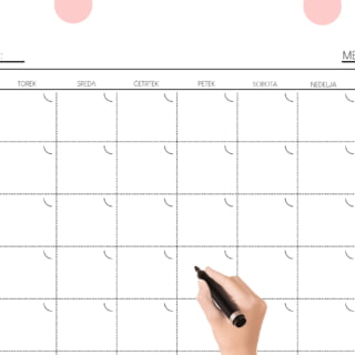 Piši briši mesečni koledar