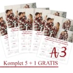 KOMPLET 5+1 gratis, koledar rdeč 2026 A3, 3 slike