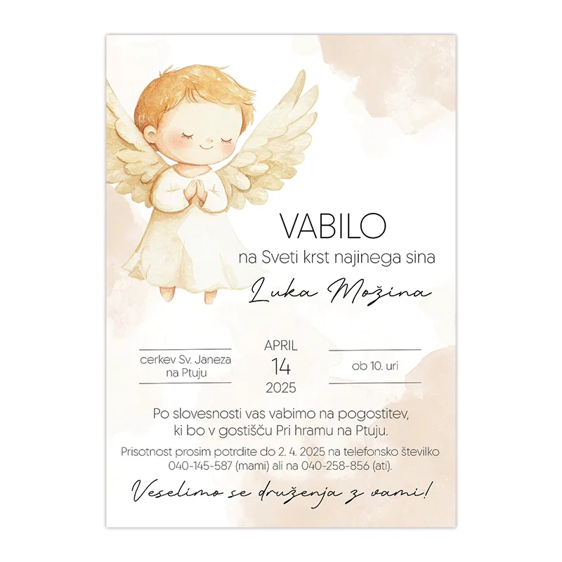 Vabila na sveti krst angel