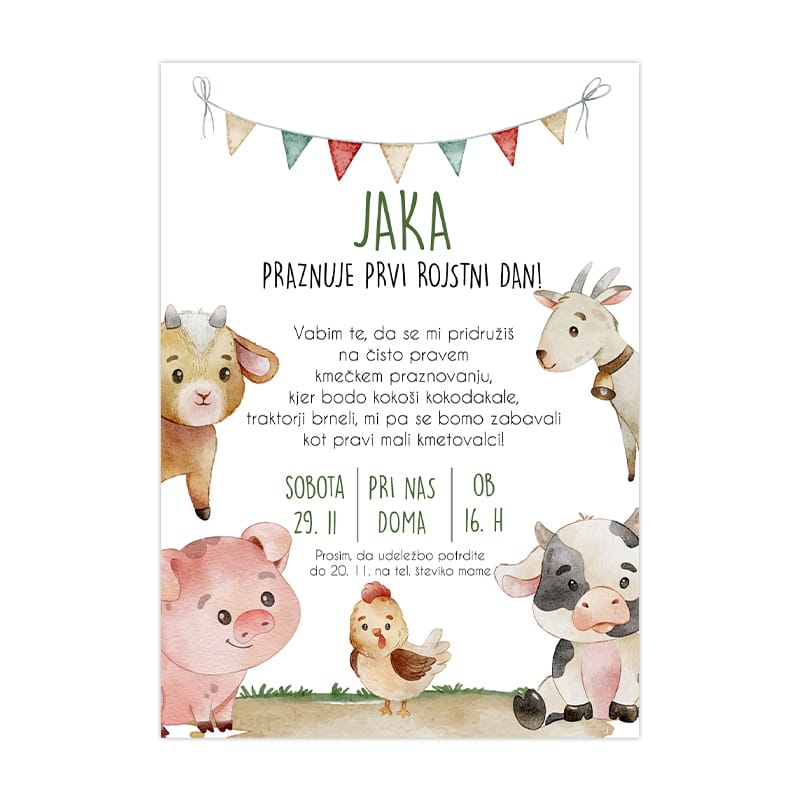 Vabilo za rojstni dan – kmetija