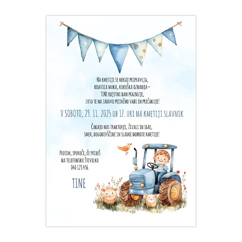 Vabilo za rojstni dan – traktor