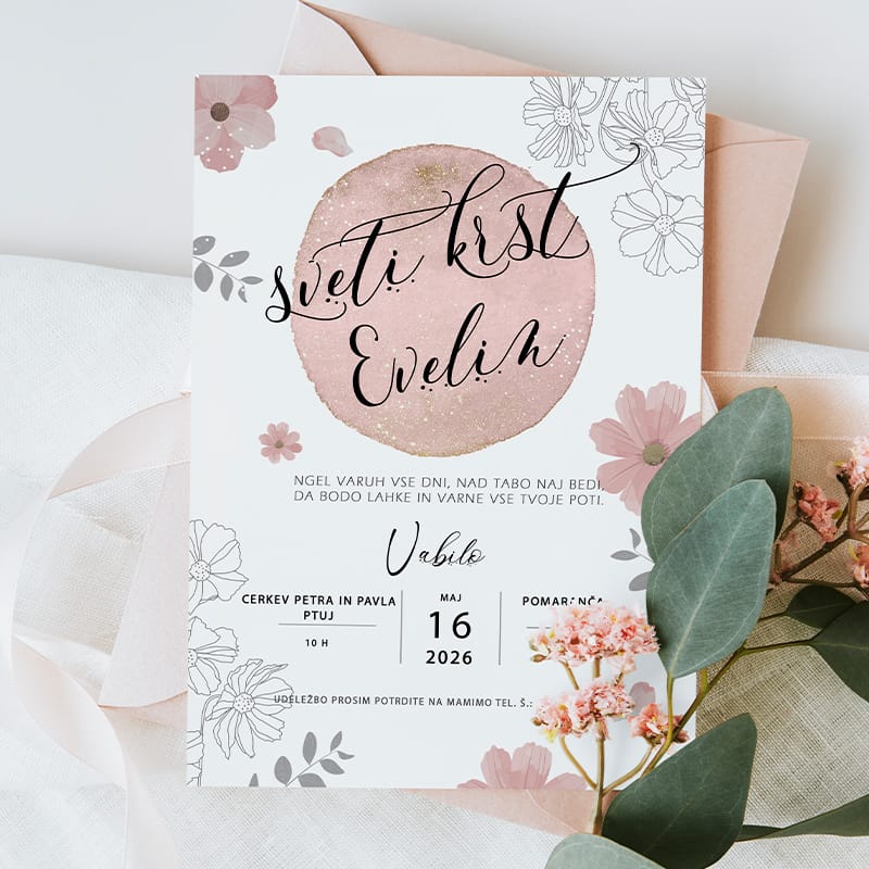 Vabilo rozasto za krst