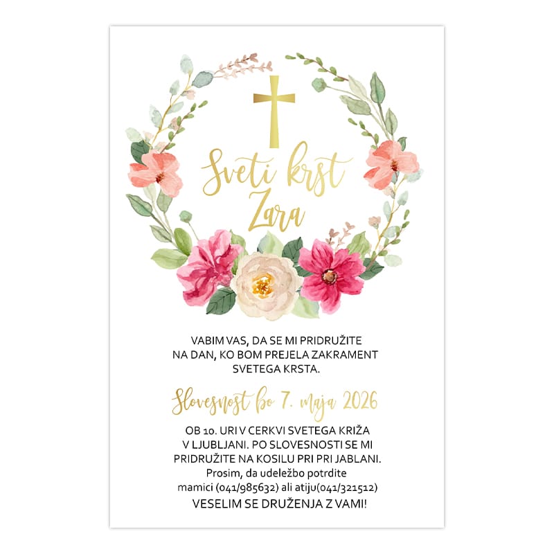 Vabilo za sveti krst deklice