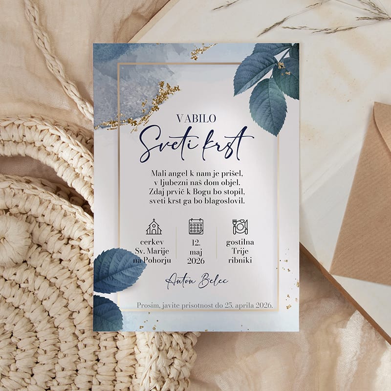 Čarobna modra vabilo za krst