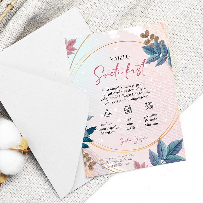 Pravljično vabilo za sveti krst deklice