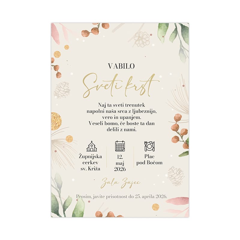Vabilo za sveti krst leafy
