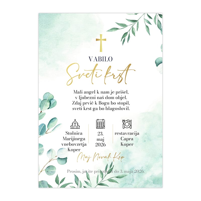 Zelena čarobnost vabilo za sveti krst