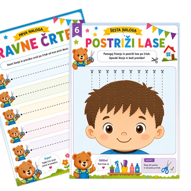 PDF delovni zvezek Škarje in rezanje za predšolske otroke